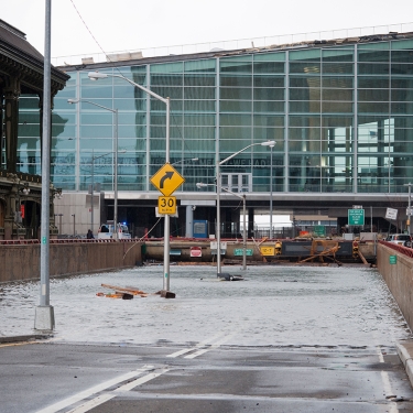 The Battery Park Underpass in New York is seen completely submerged because of flooding from Hurricane Sandy.